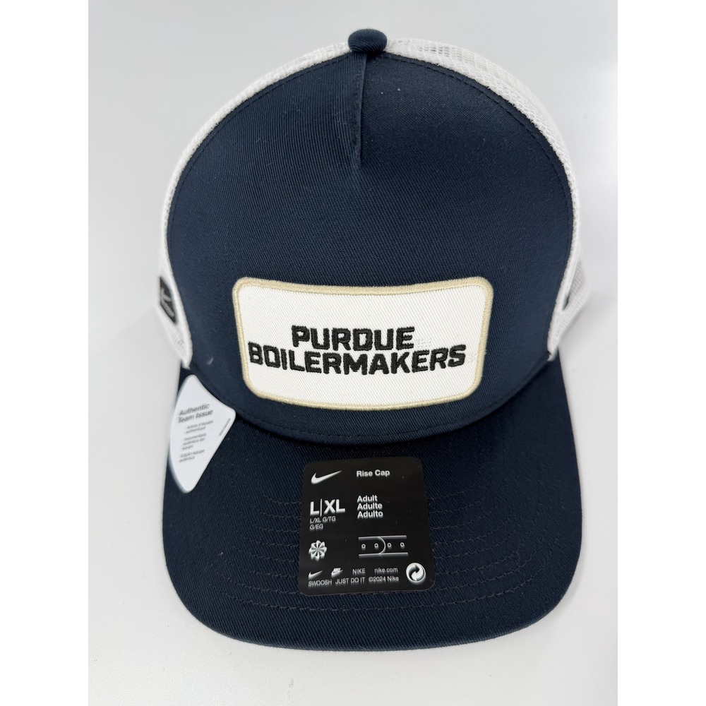 Nike Rise Purdue Boilermakers Team Issued Blue White Mesh Snapback Hat Cap L/XL